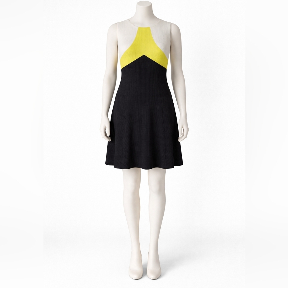 Frank Lyman Dress Size 14 Colorblock Fit Flare Career A Line Black White Wedding